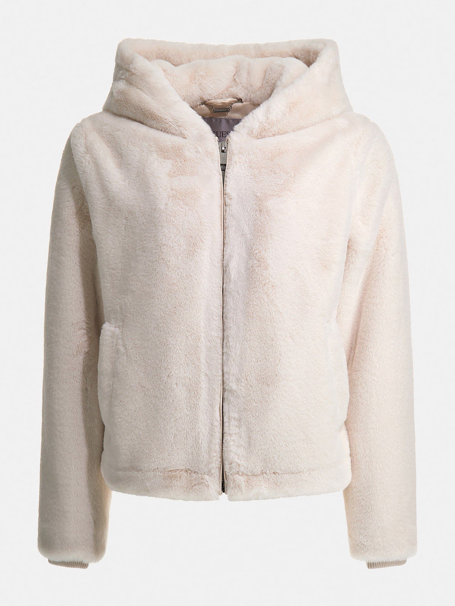 Shop GUESS Online Back Logo Faux Fur Jacket
