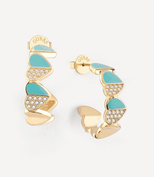 Guess Lovely Multiple Hearts Turquoise Hoops