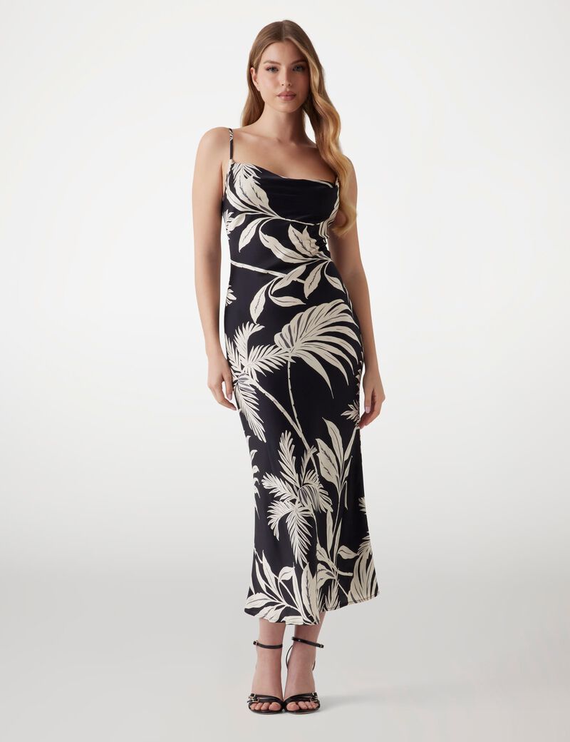 فستان ساتان متوسط ​​الطول