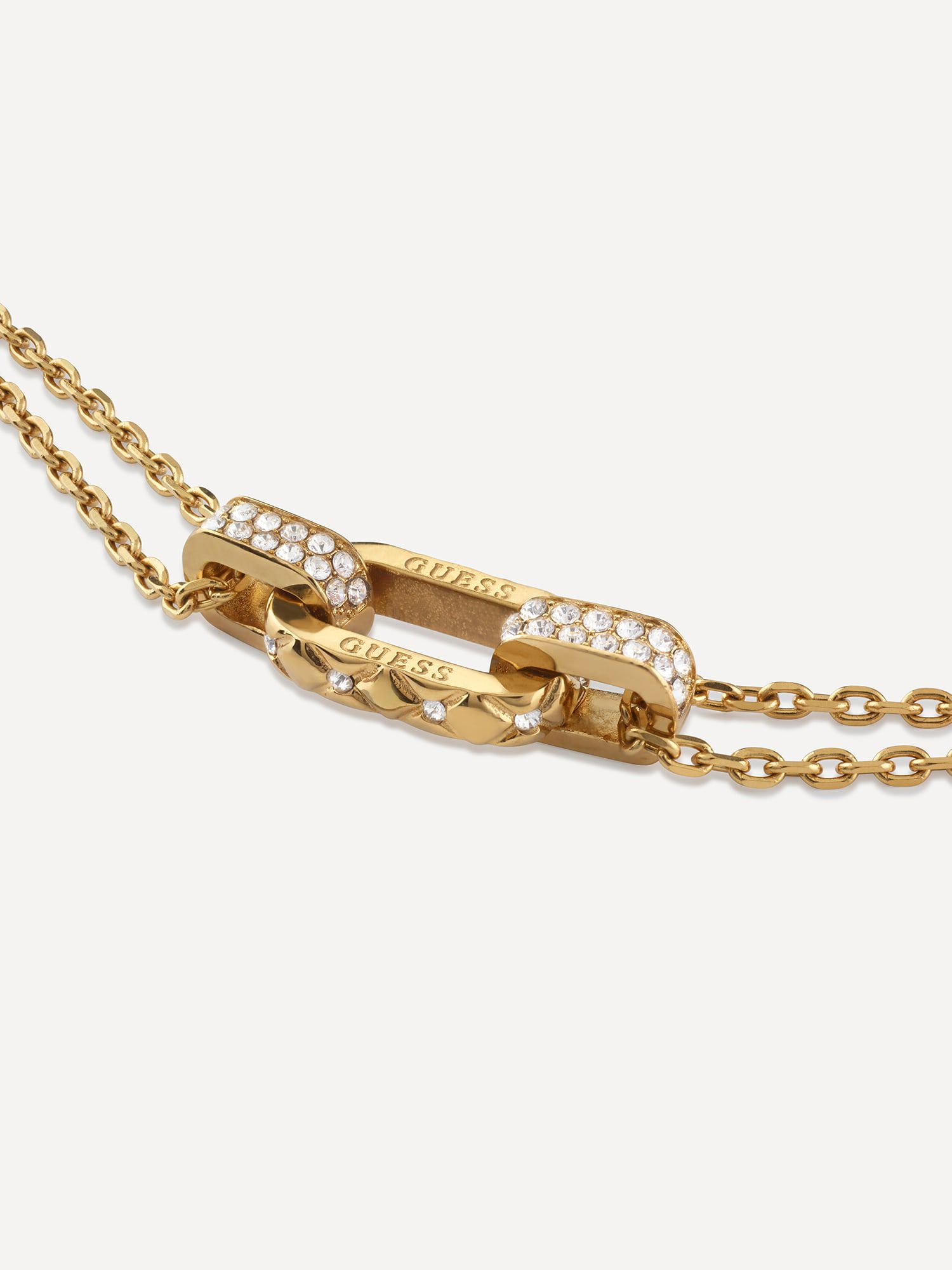 Shop GUESS Online Matelasse pave double chain necklace