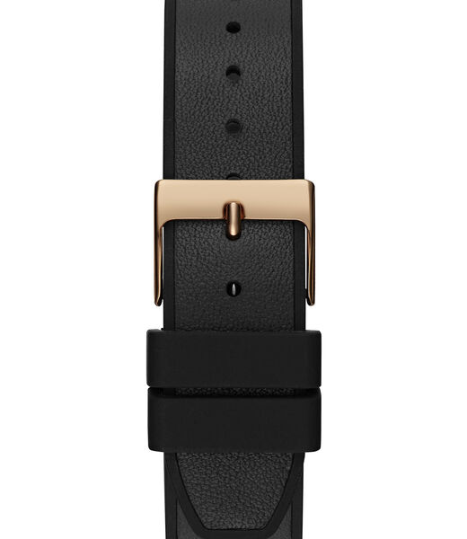 Black Quartz Analog Genuine leather/Silicone Watch