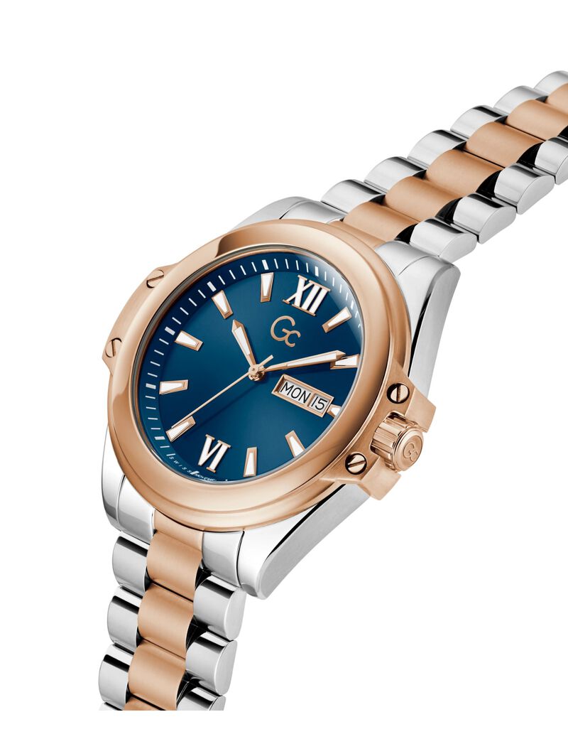 guess gc sportchic men s 517 mvmt blue dail 10 amt silver rose gold stainless steel brct