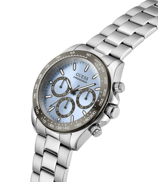Mens Silver Tone Round Analog Watch