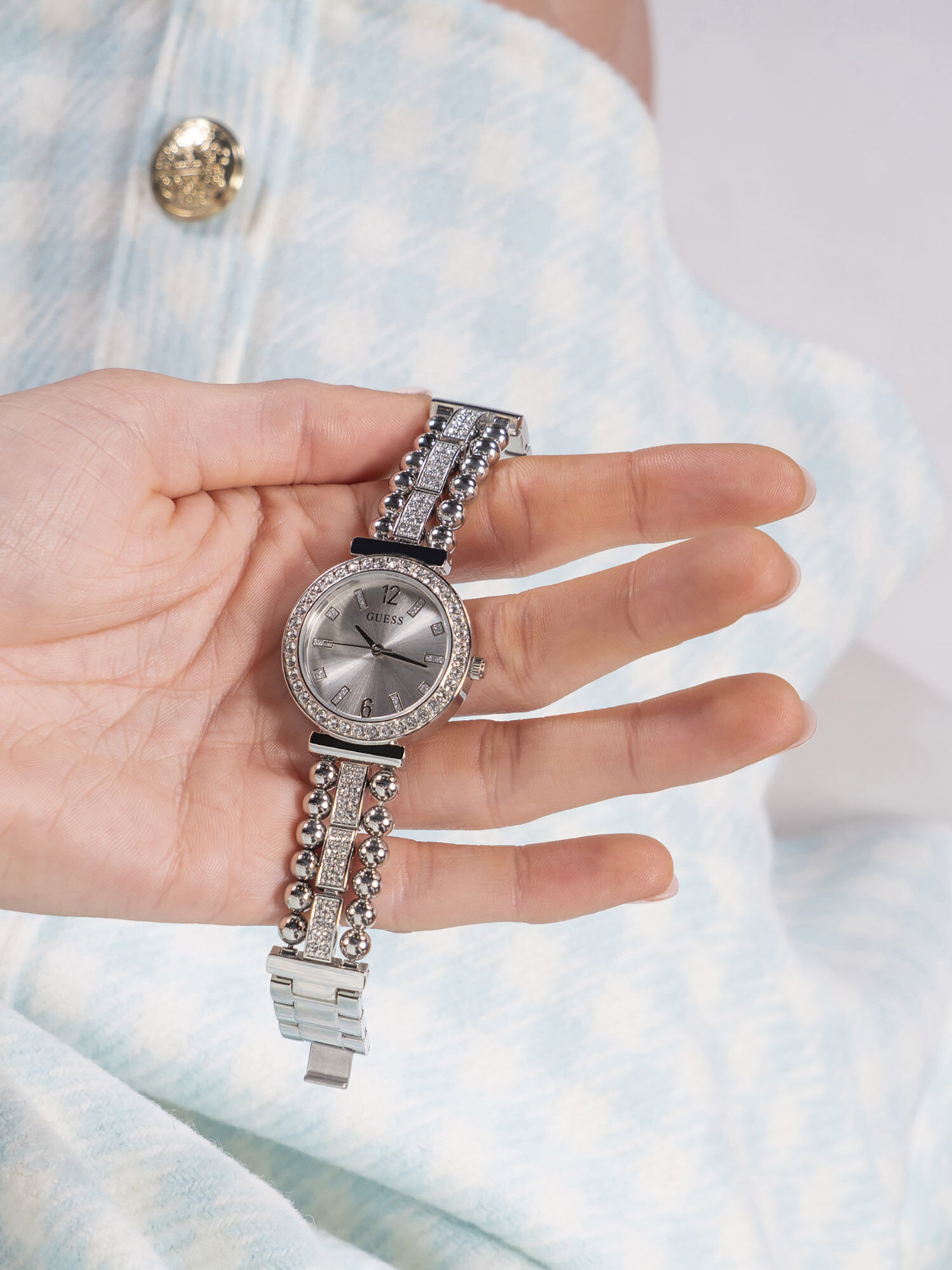 Guess bedazzled watch top