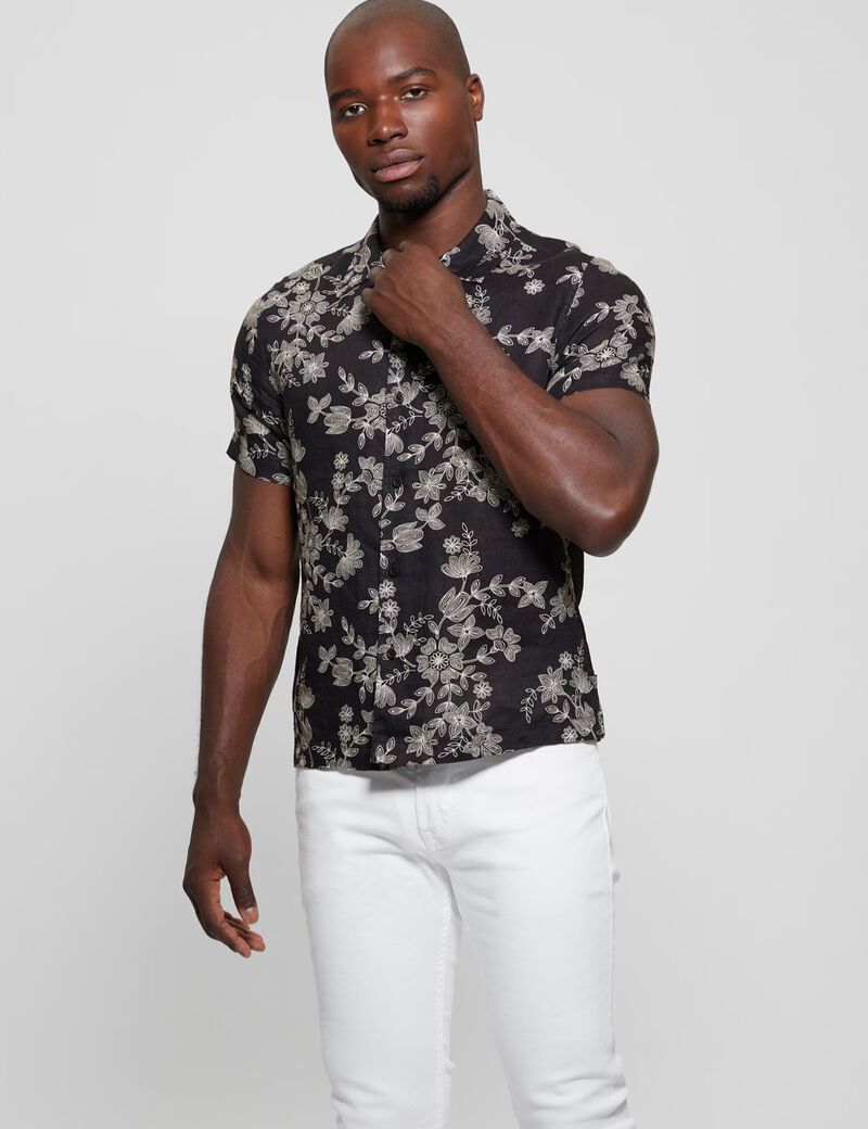 Linen floral shirt short sleeve