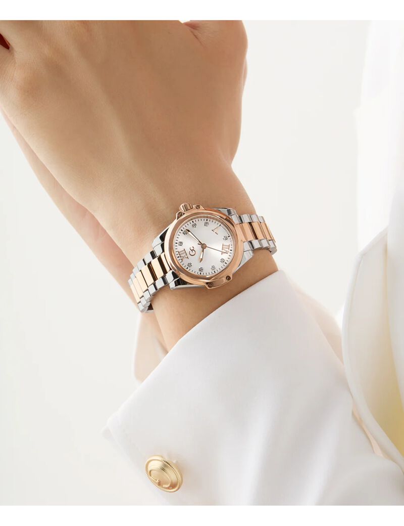 Gc Sportchic Women S 763 Mvmt White Dail 10 Amt Silver Rose Gold Stainless Steel Brct