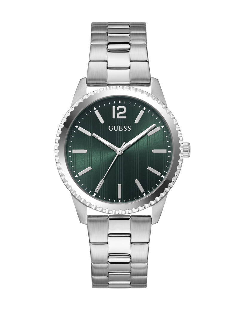 Mens Silver Tone Round Analog Watch