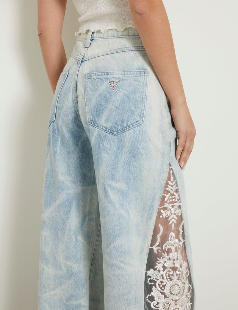 Lace relaxed denim pant