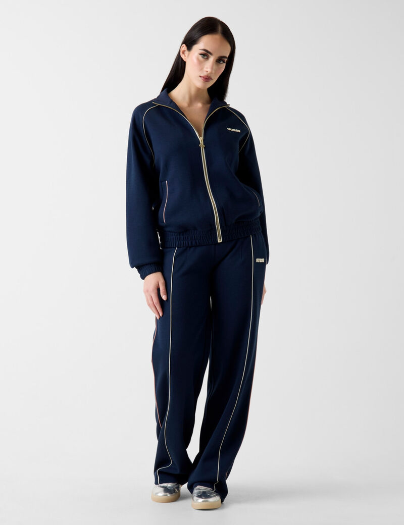High neck full-zip sweater