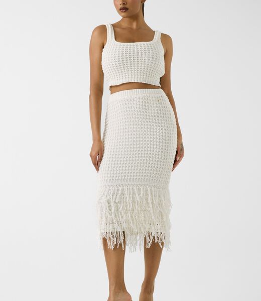 Fringed midi skirt