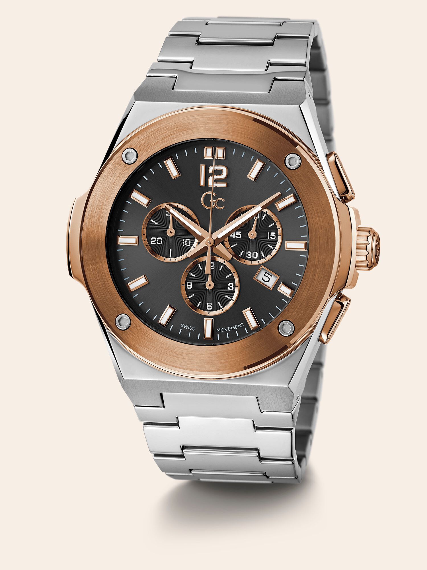 GC steel chronograph watch