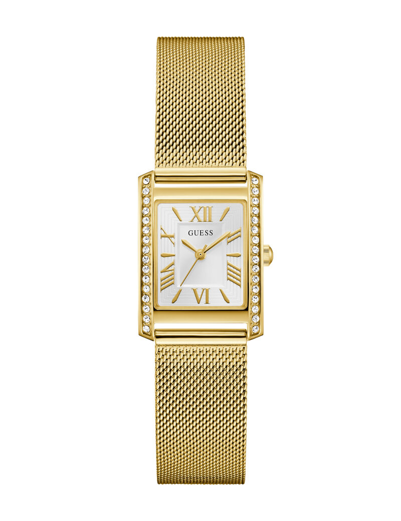 Ladies Yellow Gold Tone Rectangle Analog Watch