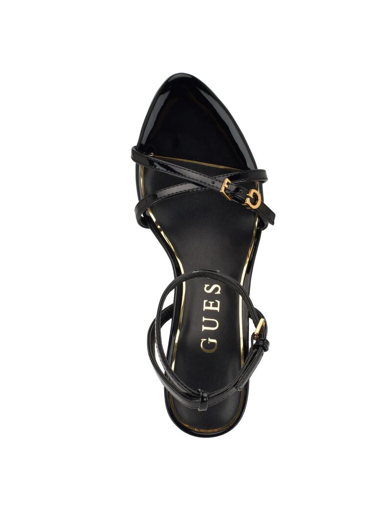Shop GUESS Strappy open toe G hardware dress sandal, Black GUESS UAE