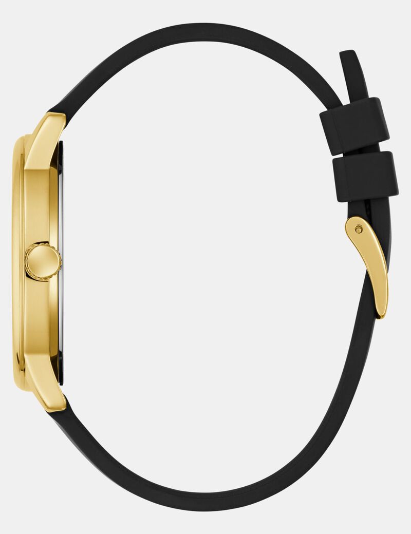 Mens Black Gold Tone Analog Watch