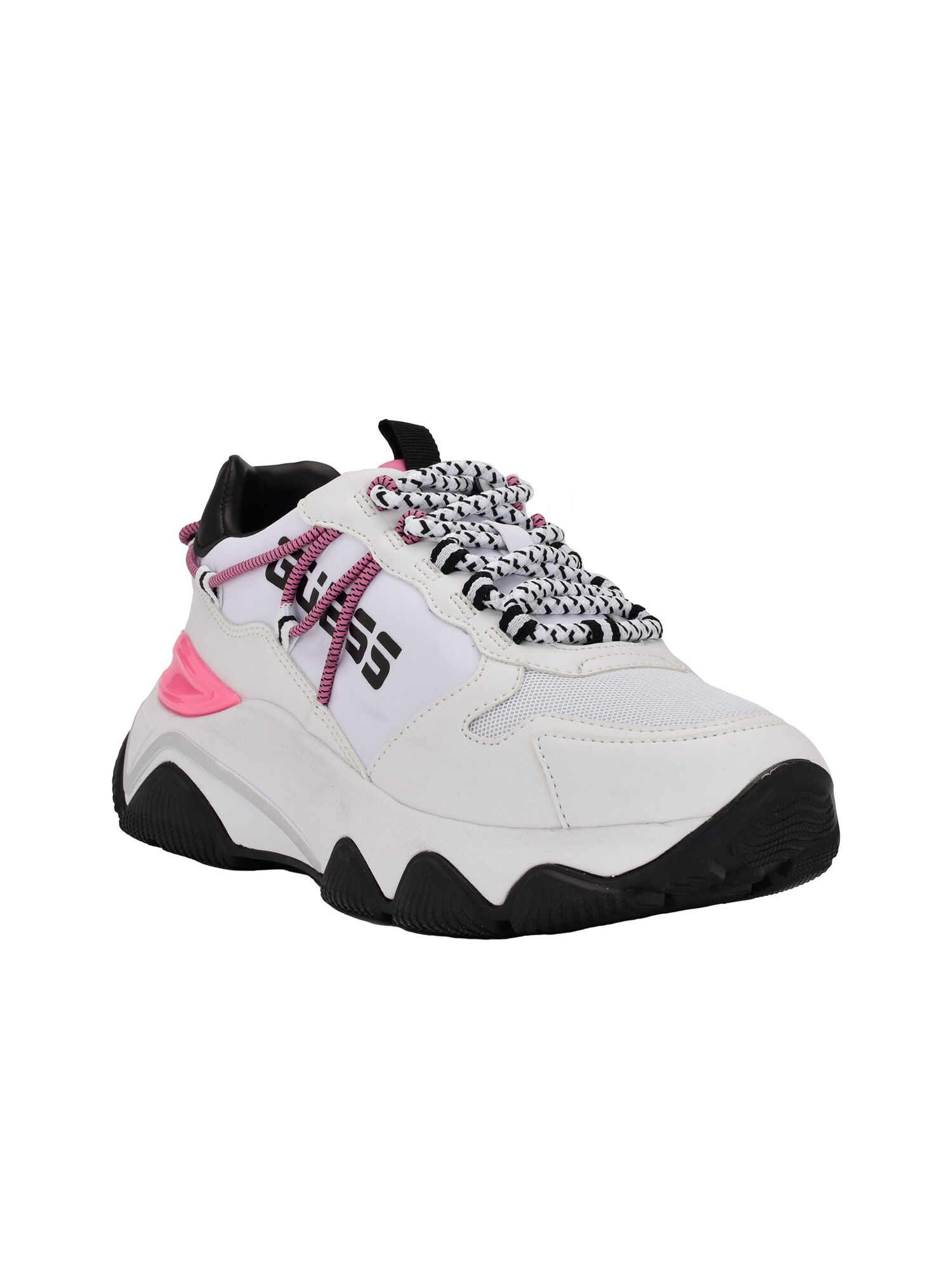 Shop GUESS Online Pink And Black Low Top Logo Sneakers