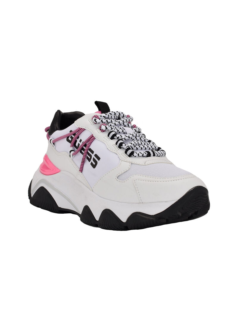 Pink And Black Low-Top Logo Sneakers