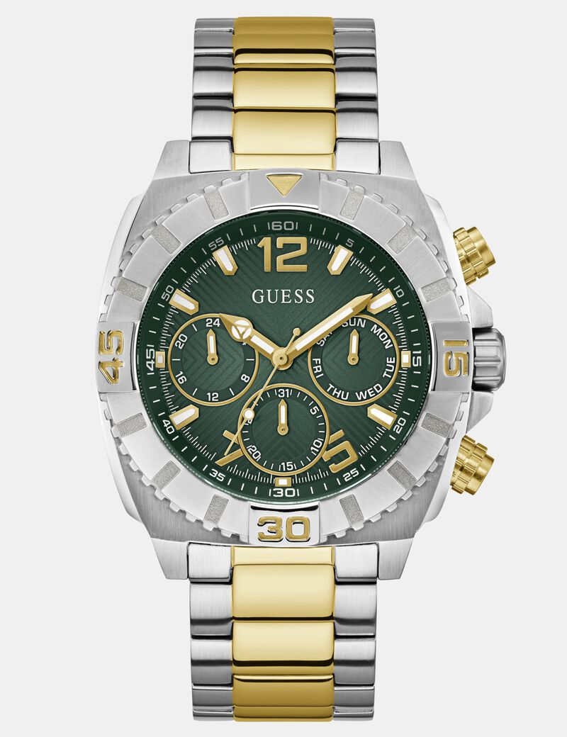 Mens 2-Tone Silver Tone Multi-function Watch