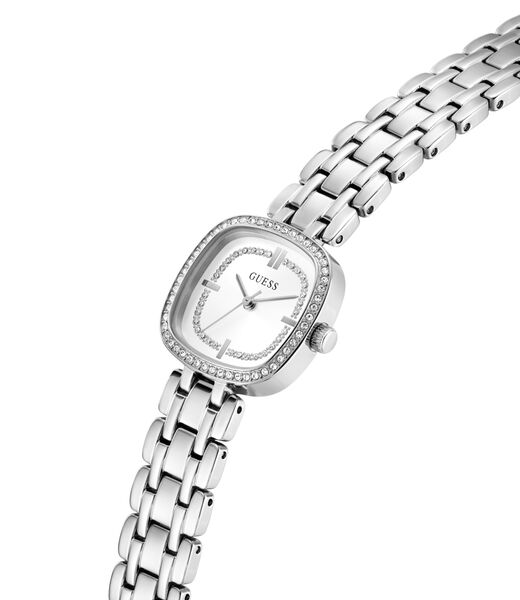 Ladies Silver Tone Square Analog Watch