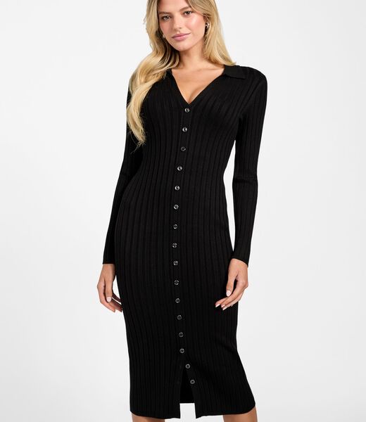 Rib-knit midi sweater dress
