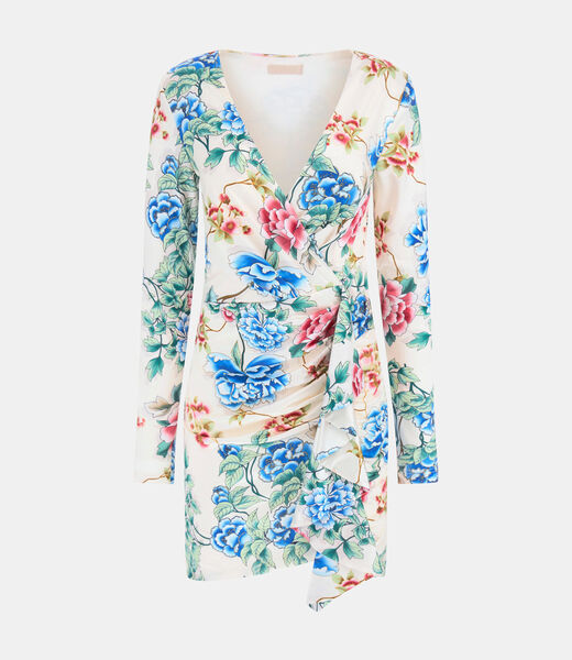 فستان قصير مطبوع بالكامل