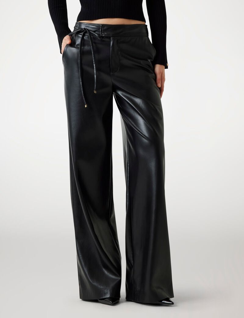 guess marciano faux leather wide leg pants