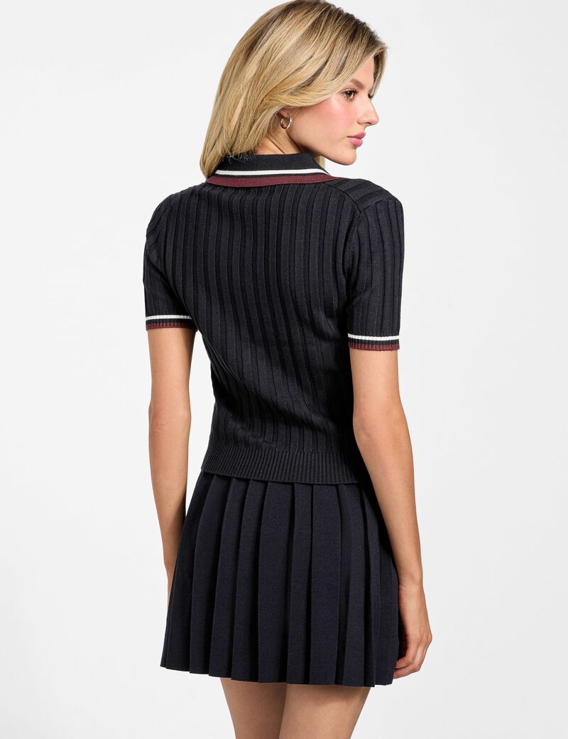 Wool-blend polo sweater