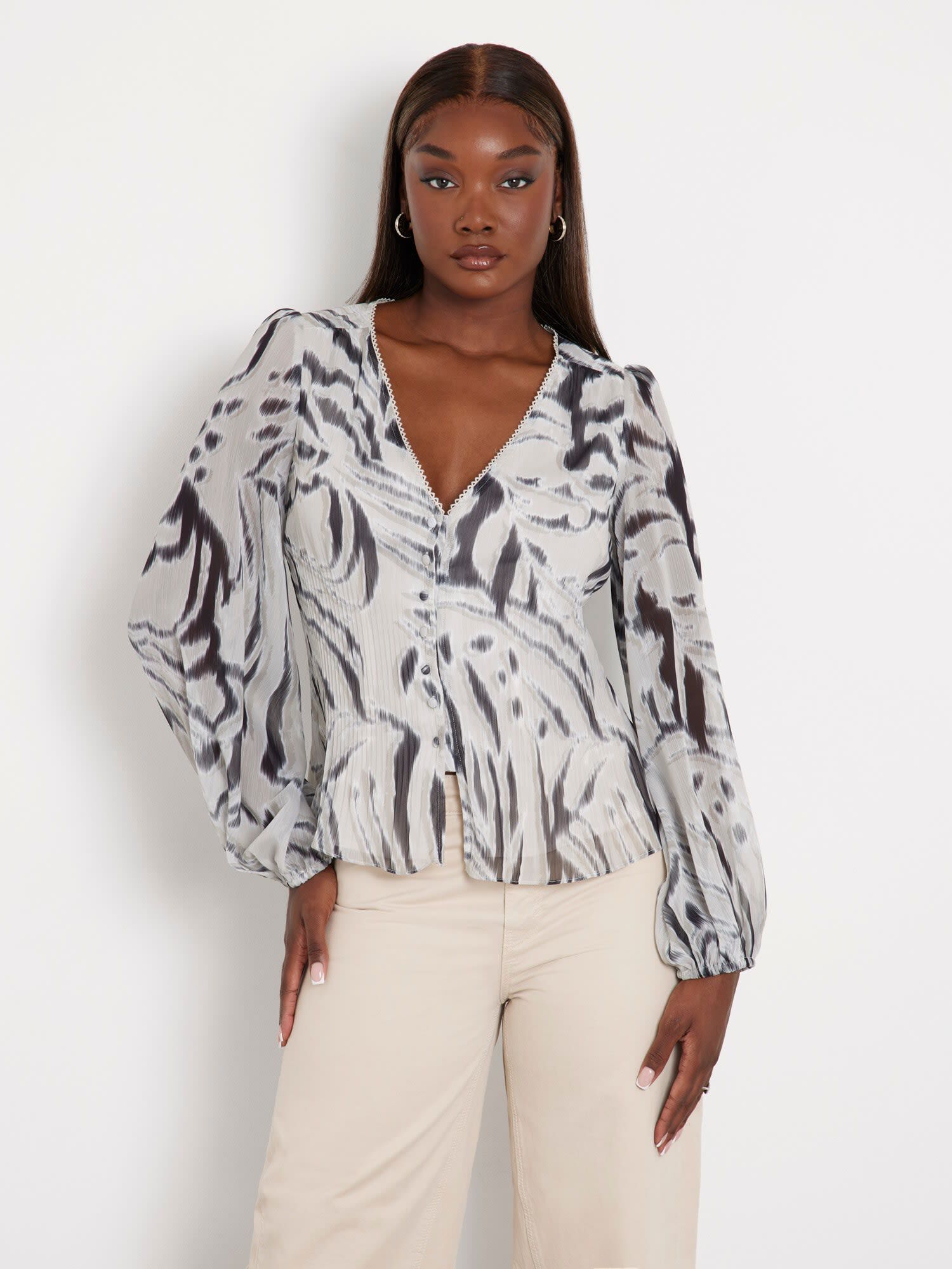 Shop GUESS Online Zebra print blouse