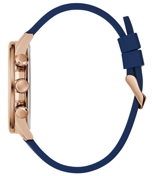 Mens Blue Rose Gold Tone Multi-function Watch