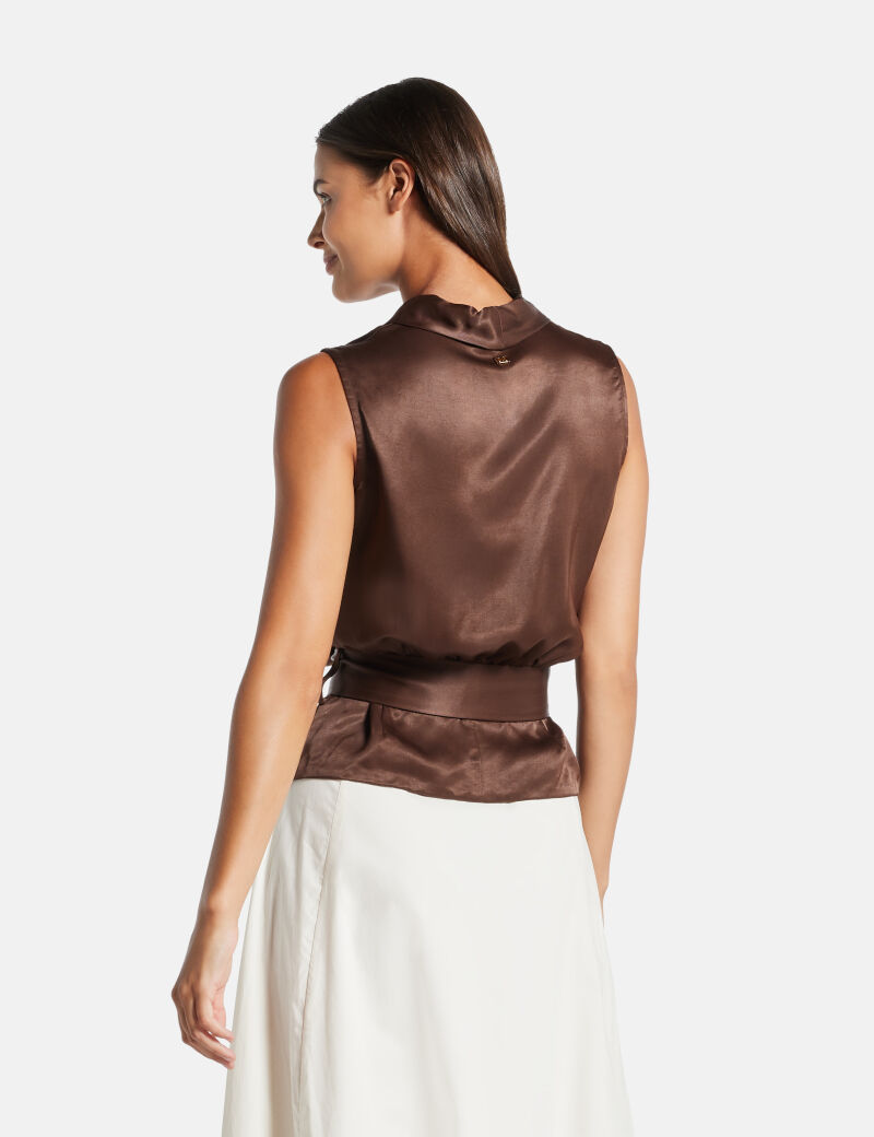 Iva overlap sleeveless blouse
