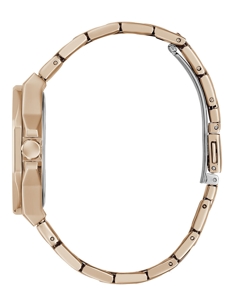 ساعة أنالوج باللون الذهبي الوردي