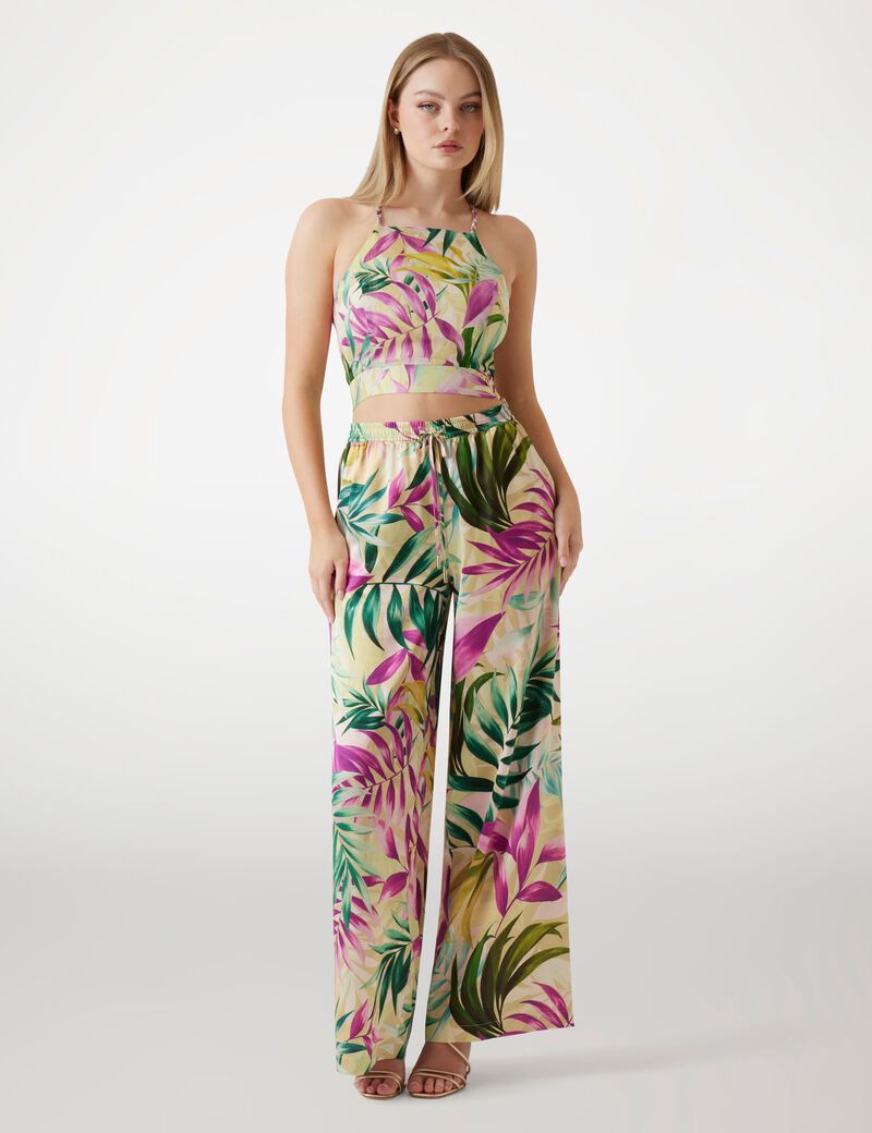 Wide leg satin pants