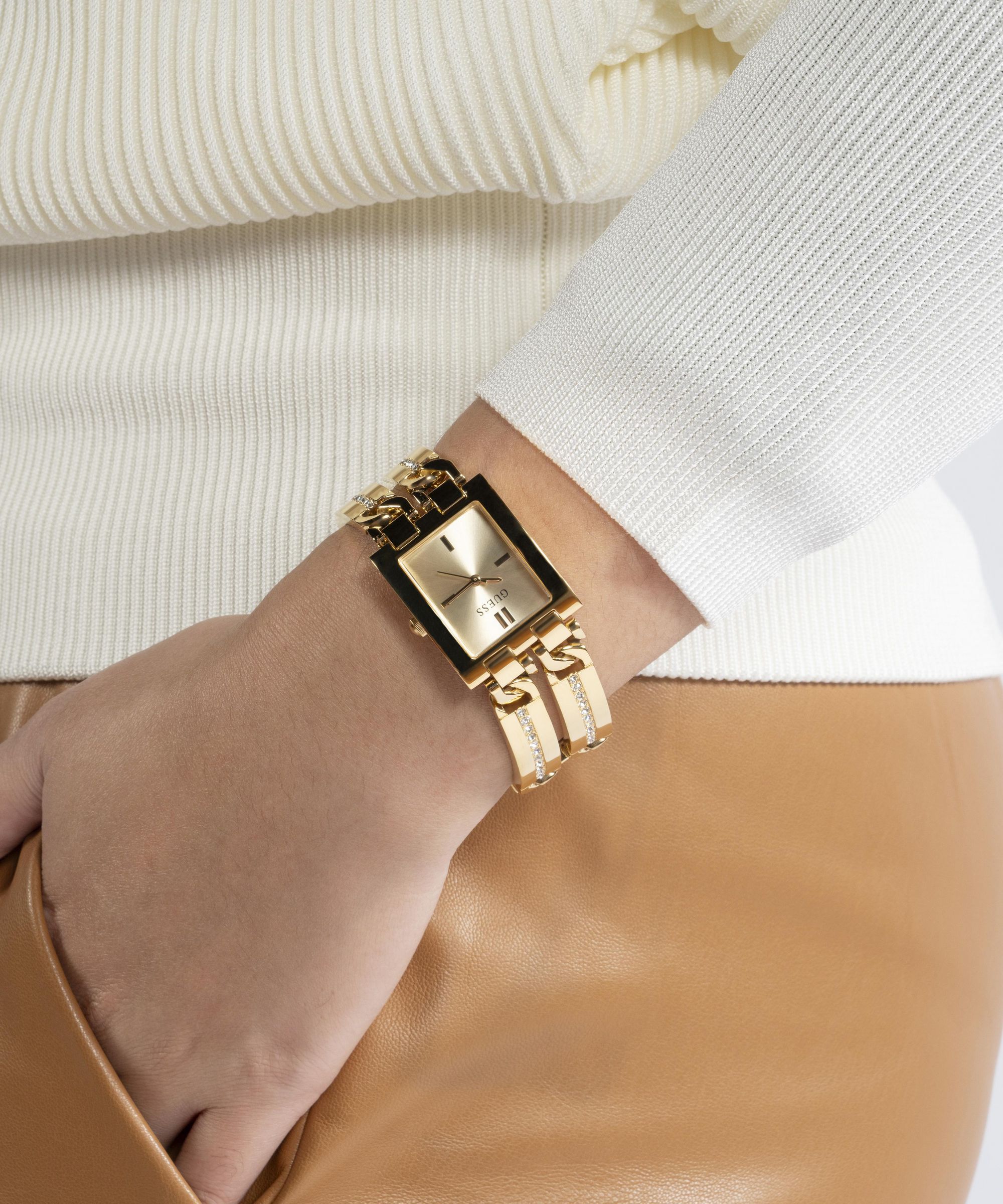 Shop GUESS Online Analogue watch with crystal applique detailing