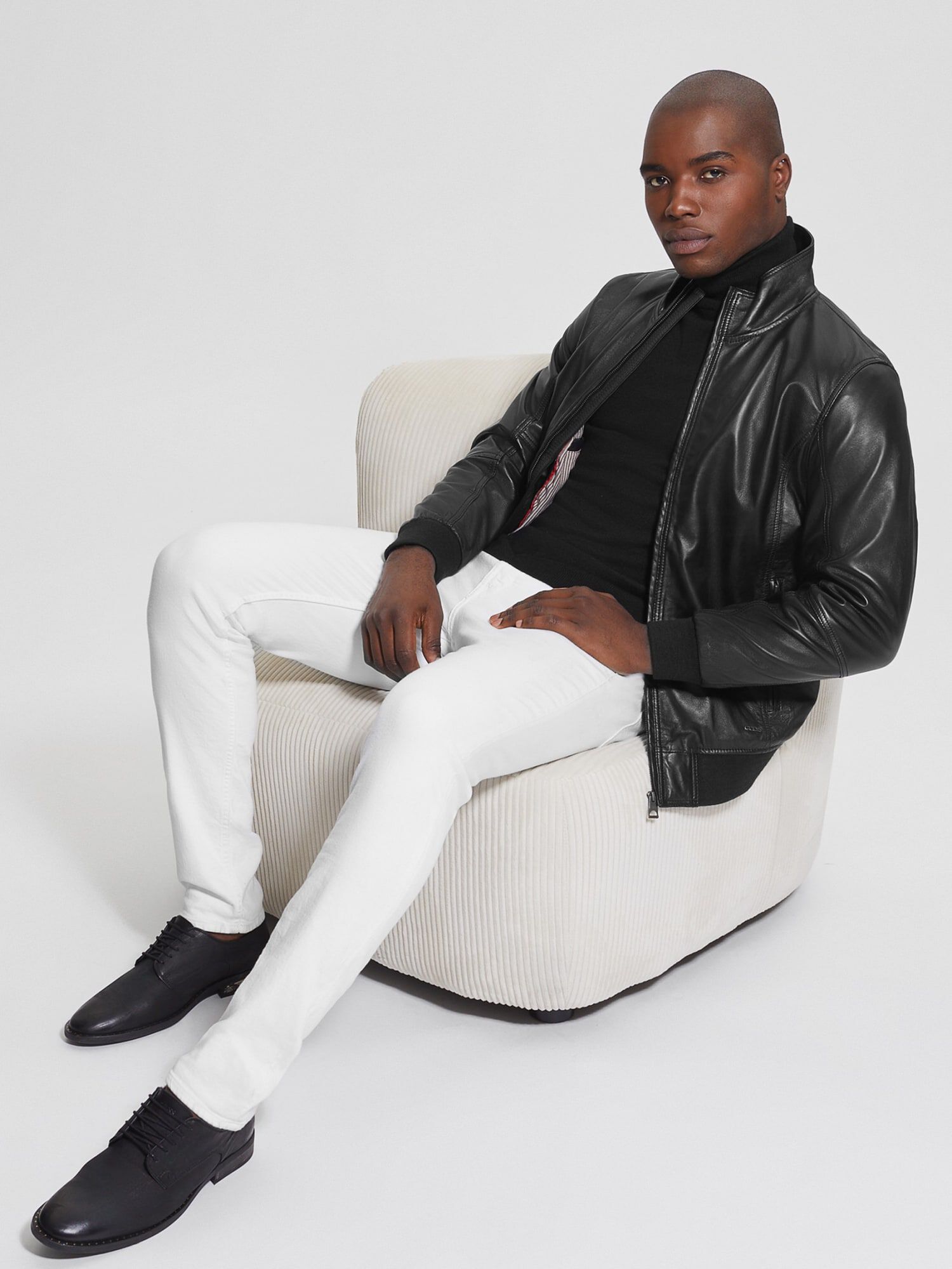 Guess leather cheap jacket mens