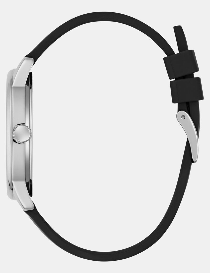 Mens Black Silver Tone Analog Watch