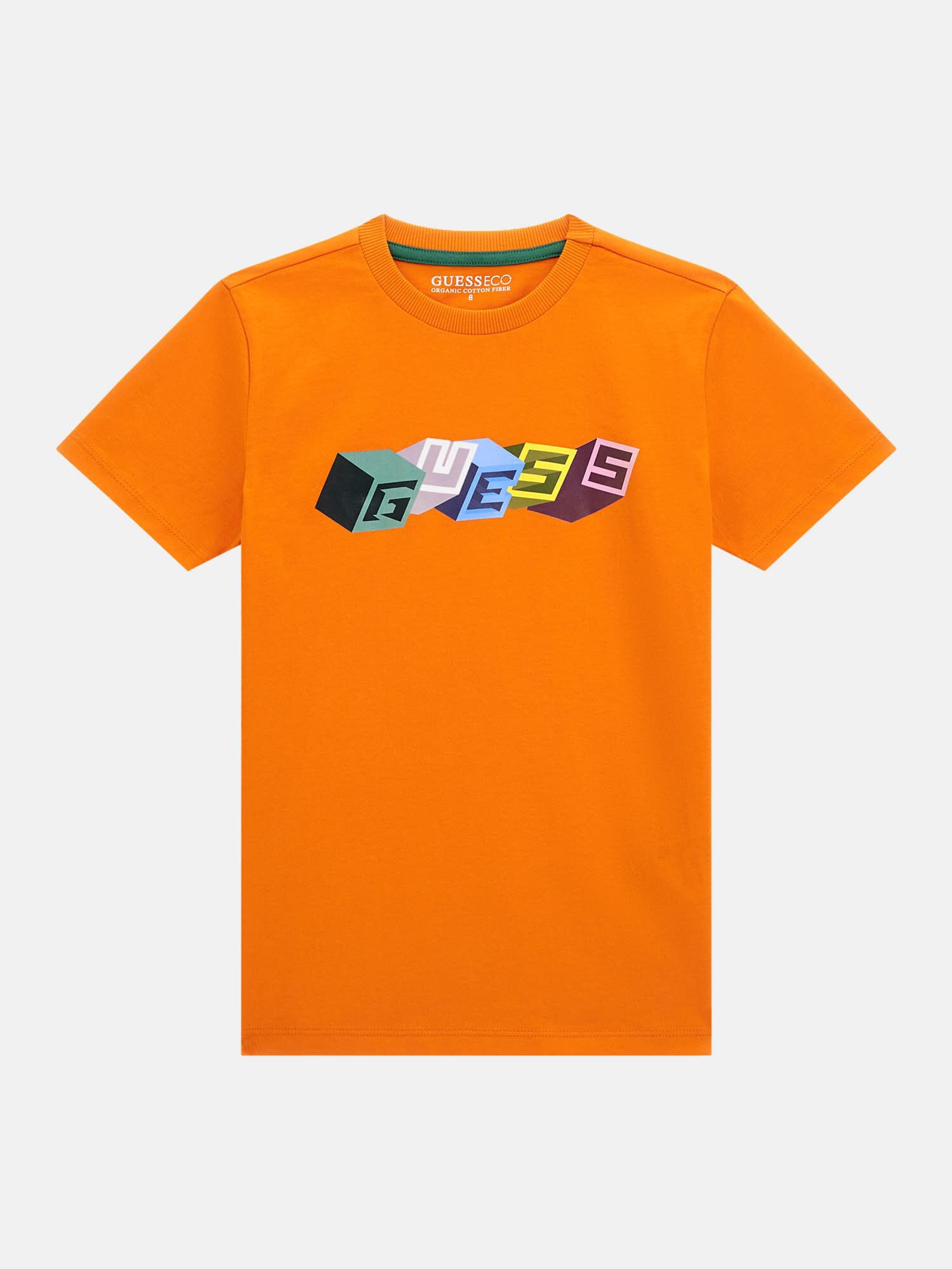Orange and white guess shirt clearance