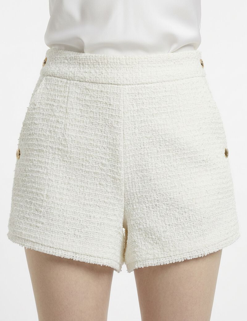 guess eulalie tweed mix denim shorts