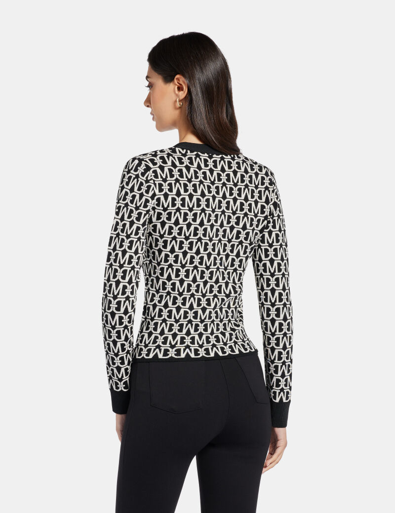 Allover jacquard long sleeve cardigan