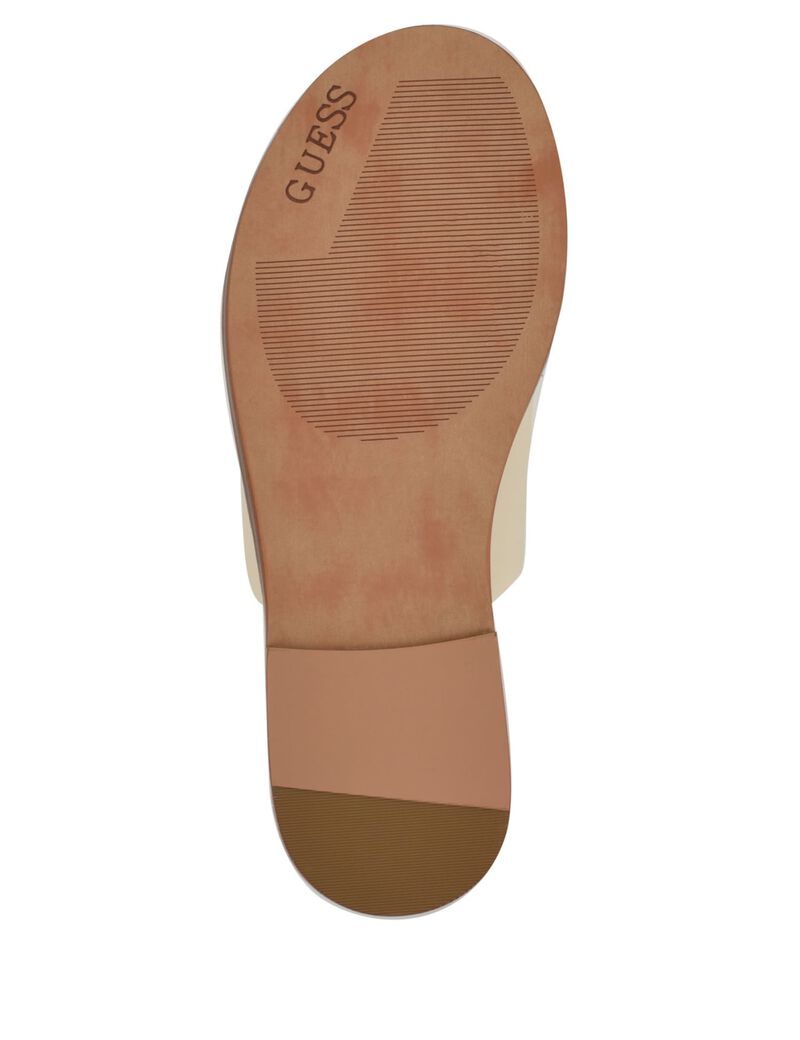 Quattro G Embellished Straw Flat Sandal