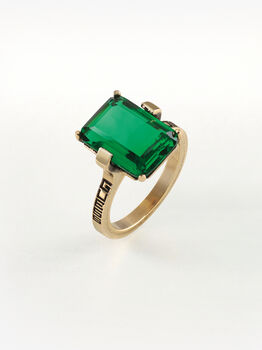14X10Mm Emerald Ring Ag