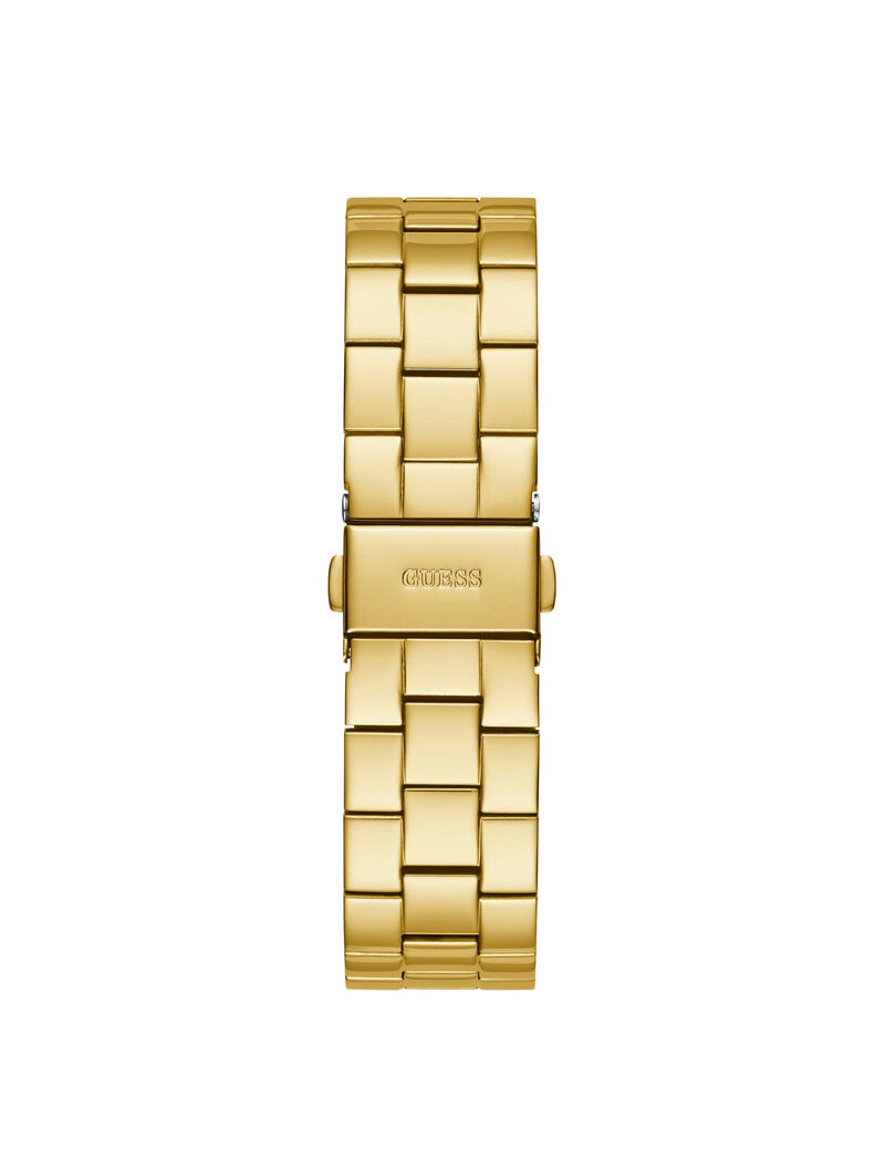 ساعة يد تناظرية ذهبية اللون مُرَصَّعة بأحجار الراين