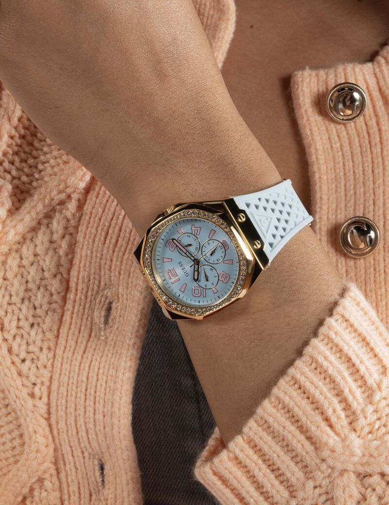 ساعة كوارتز تناظرية من السيليكون باللون الأزرق