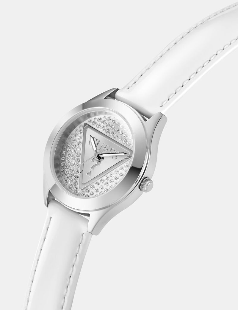 Ladies White Silver Tone Analog Watch