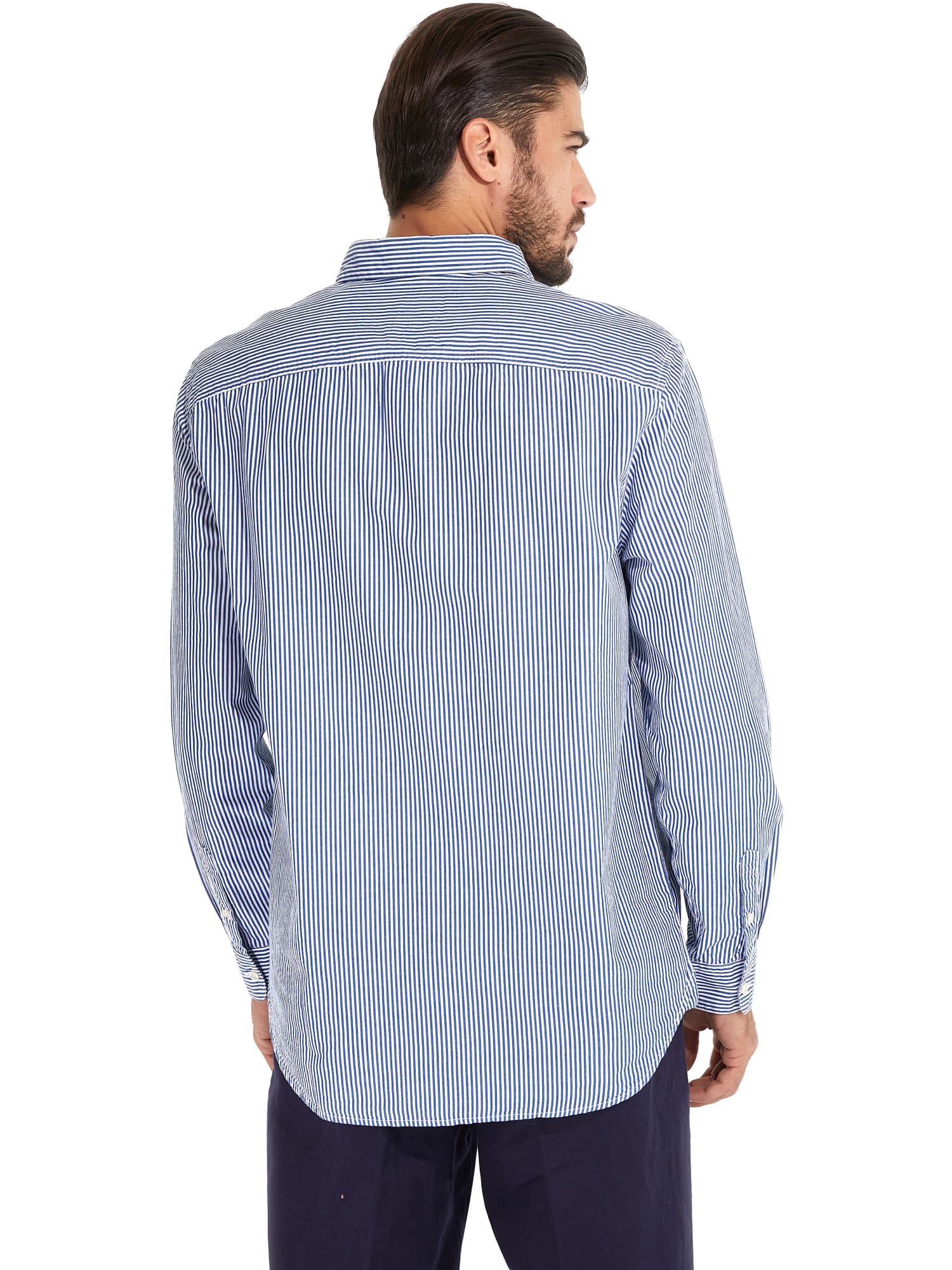 Guess blue and white striped shirt store