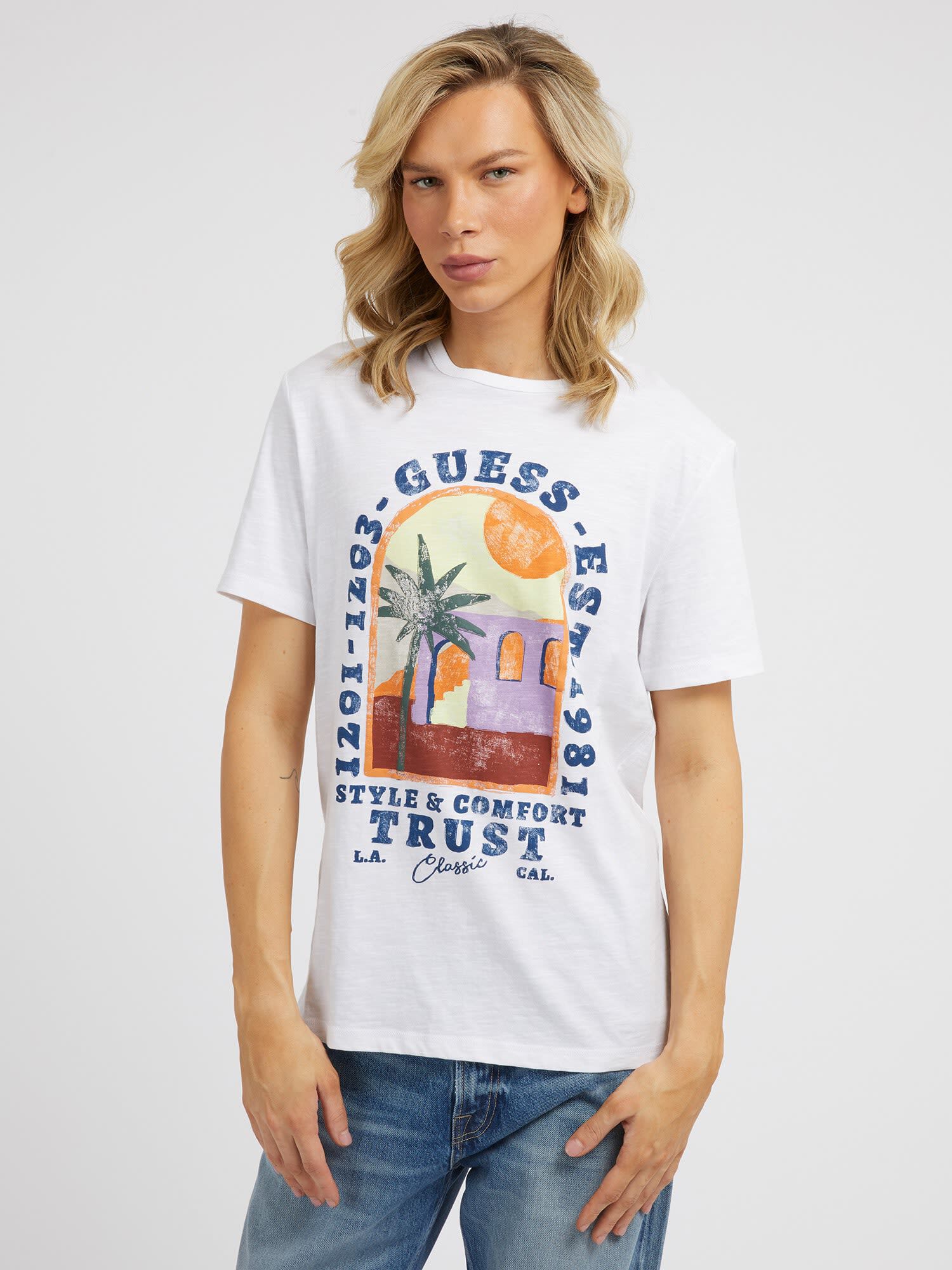 Shop GUESS Online Front print t shirt