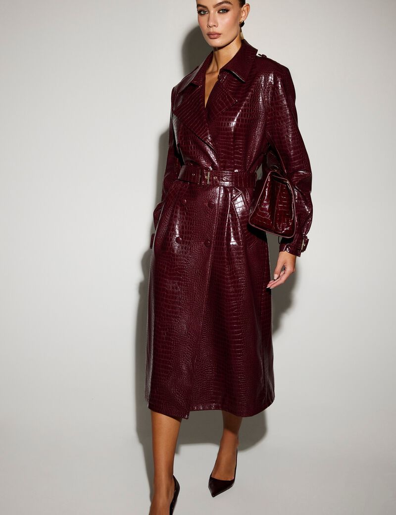 جيس leonie faux leather long trench coat
