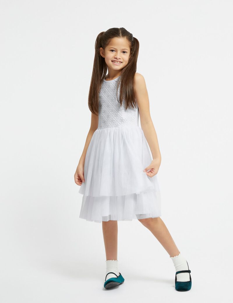 4G rhinestones logo dress