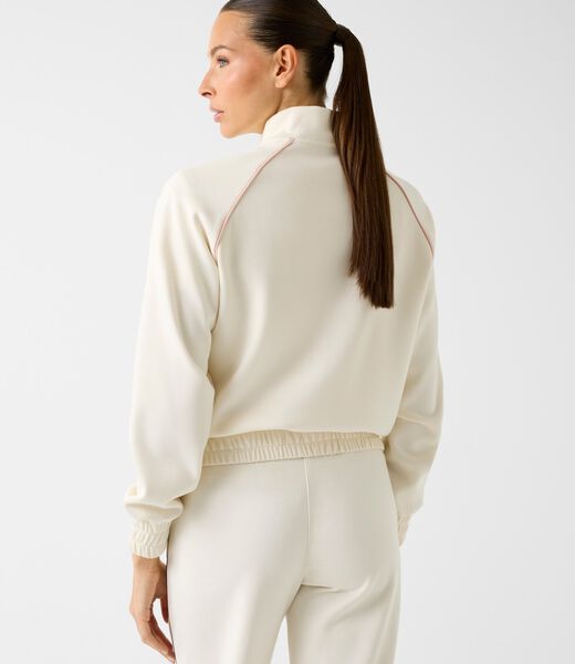 High neck full-zip sweater