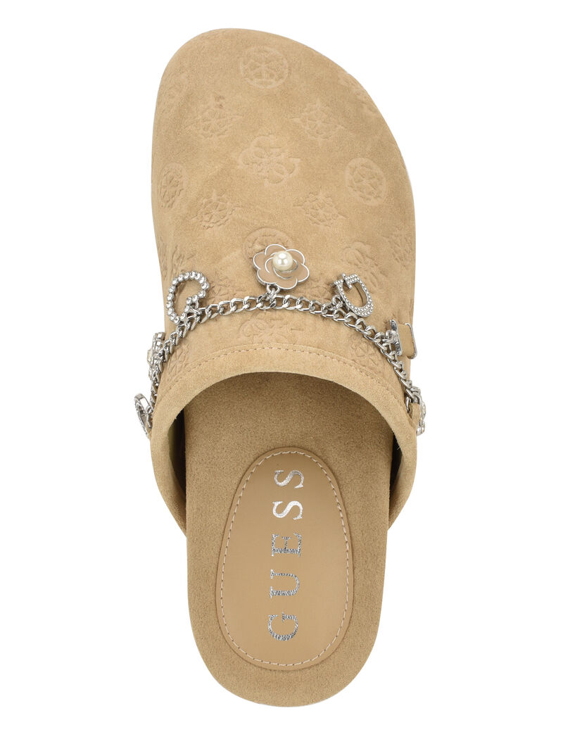 Gavyn suede slip on mule with charm detailing