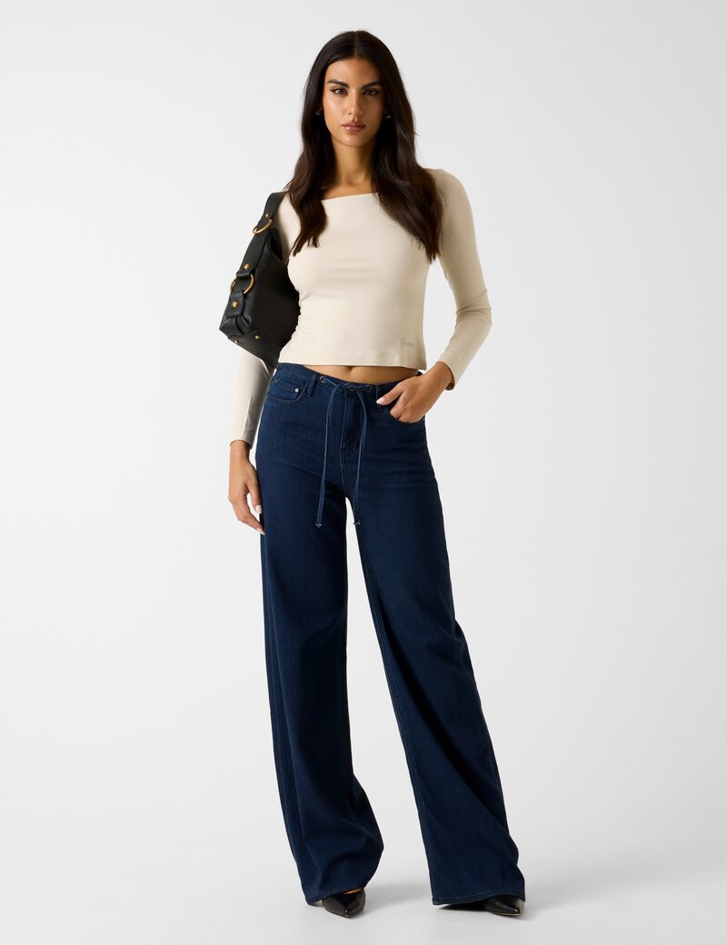 Wide-leg lyocell jeans