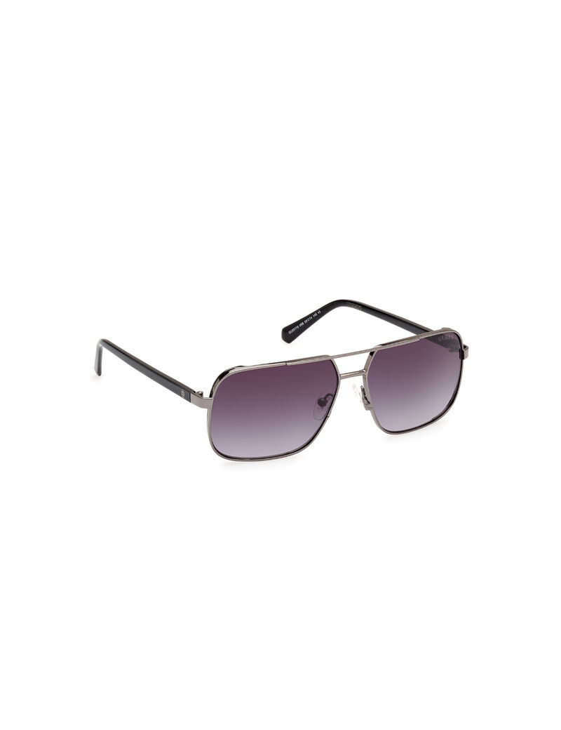 Metal Sun Glasses M Shiny Gunmetal Gradient Brown